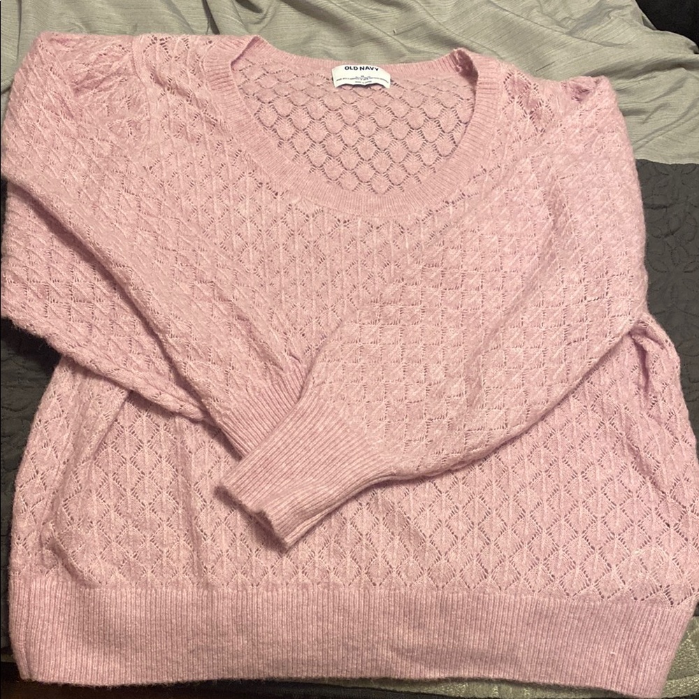 Old Navy Pink Crew Neck Sweater with Textured Knit